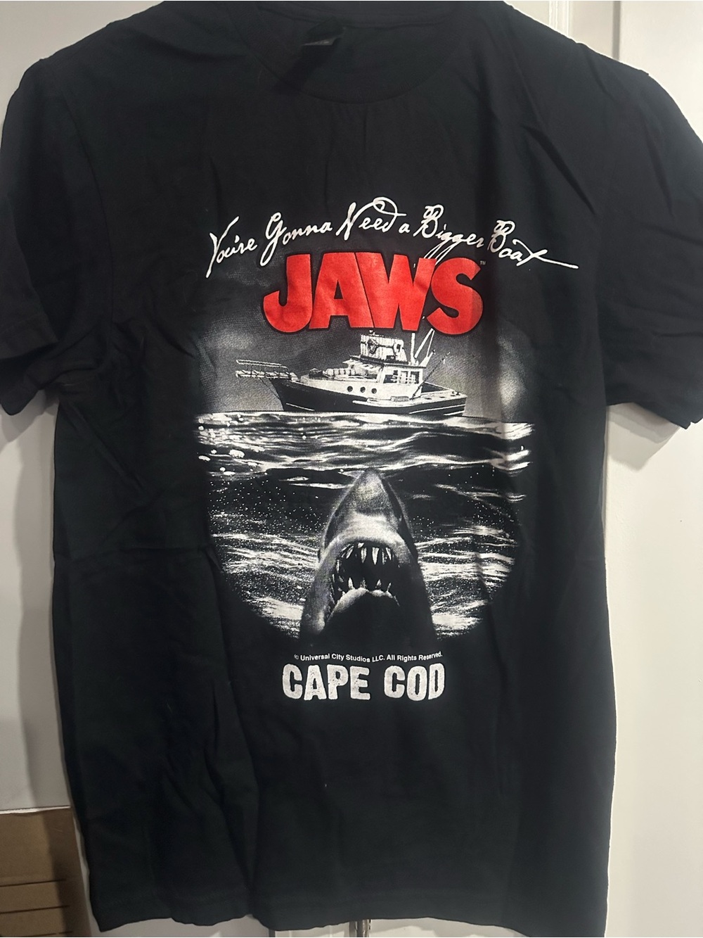 Gildan Black JAWS Cape Cod Graphic Tee with Red Logo